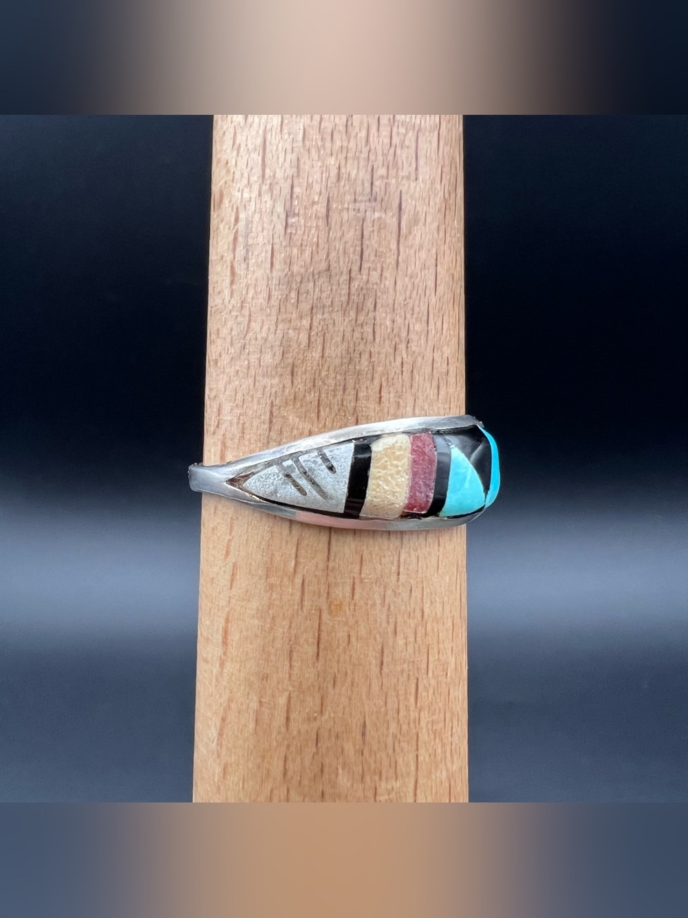 Native American Zuni Inlay Ring - Picture 2 of 6